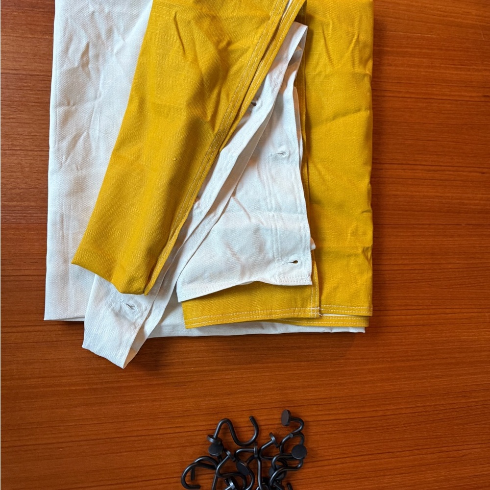 West Elm Dark Horseradish Colorblock Canvas Shower Curtain - Picture 4 of 5